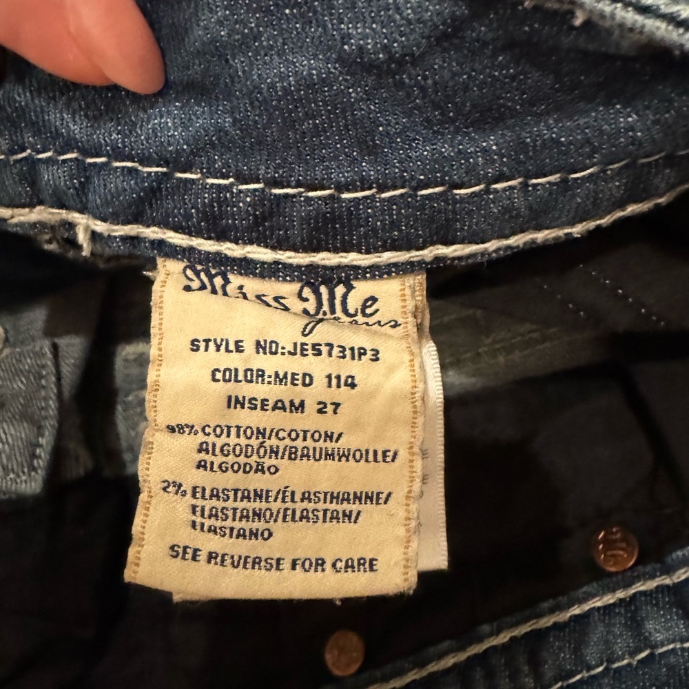 Miss Me Blue Boot Cut Jeans with Distressed Finish - Picture 3 of 3